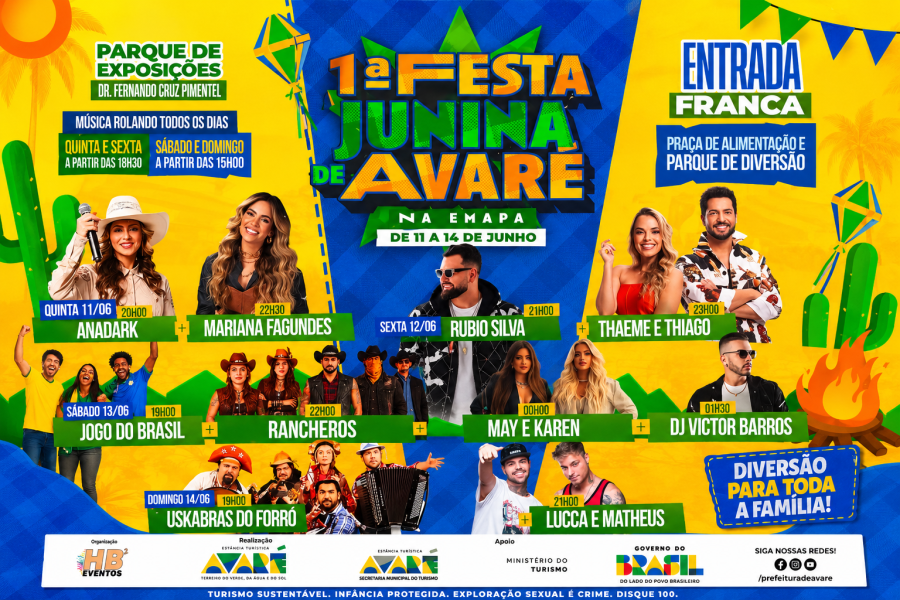1ª Festa Junina de Avaré promete quatro dias de shows, tradição e diversão gratuita